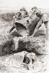 Una escena de la obra de William Shakespeare Las Alegres Comadres de Windsor, Acto III, Escena III, La canasta de ciervo, de Las Obras de William Shakespeare, publicado 1896